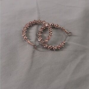 Rose Gold sparkly hoop earrings